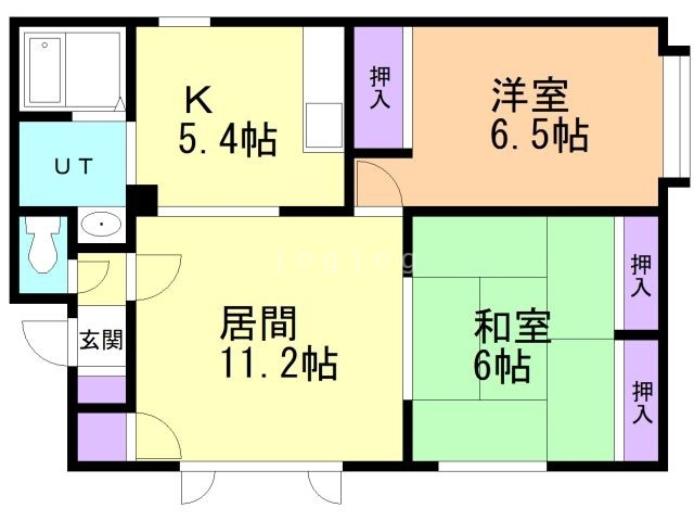 石狩市花川北六条のアパートの間取り