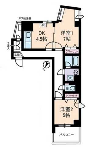 世田谷区駒沢のマンションの間取り