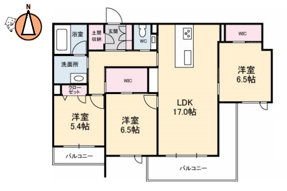 徳島市南田宮のマンションの間取り