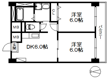 福岡市早良区室見のマンションの間取り