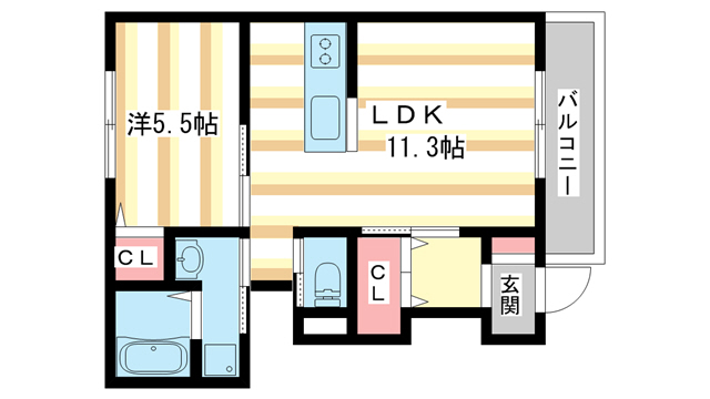 【生駒市辻町のアパートの間取り】