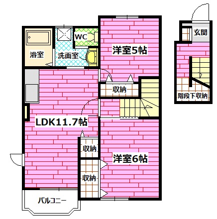 安芸郡熊野町呉地のアパートの間取り