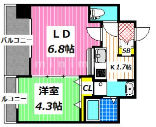 熊本市中央区保田窪のマンションの間取り