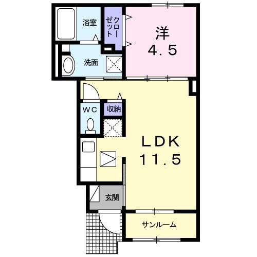 神栖市柳川のアパートの間取り