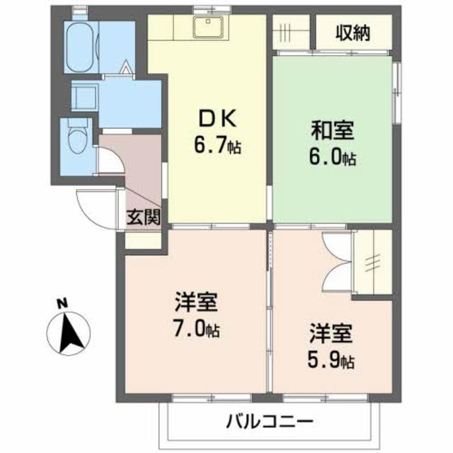 ヴィラ　虹ケ丘　Ｂ棟の間取り