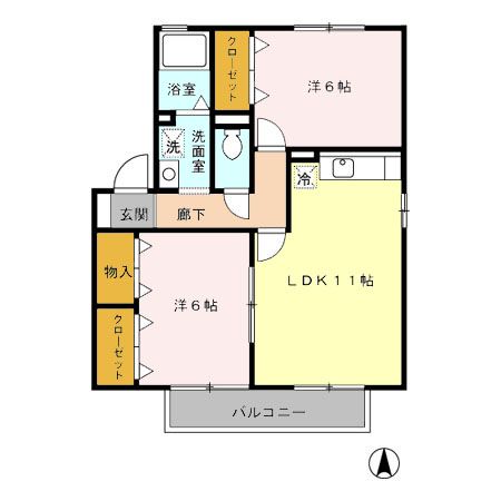 北九州市若松区ひびきの南のアパートの間取り