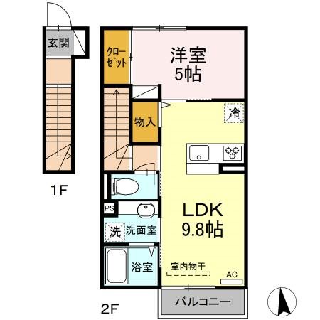 薩摩川内市上川内町のアパートの間取り