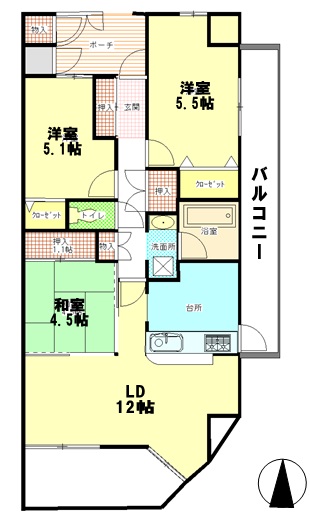 ヴィルヌーブ東戸塚プレジールの間取り