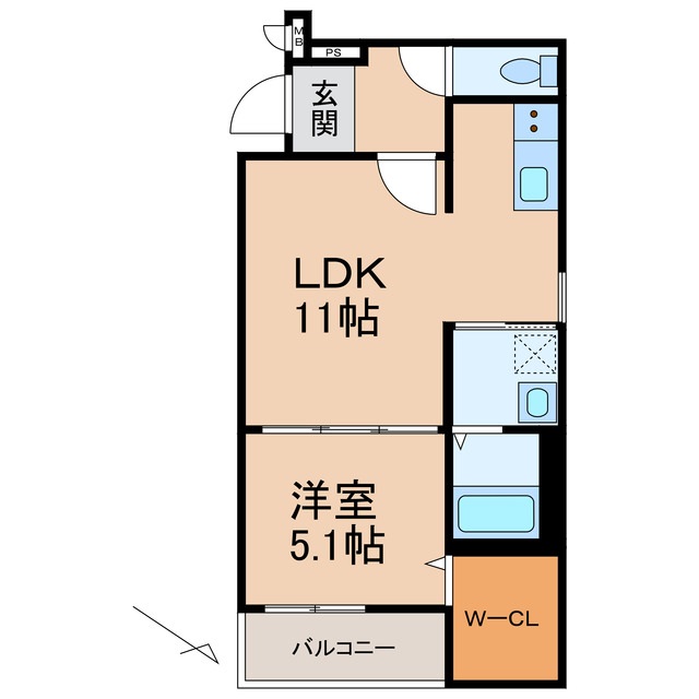 和歌山市秋月のアパートの間取り