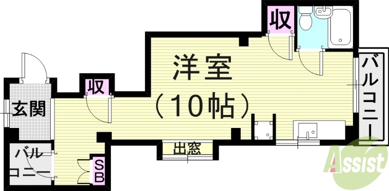 神戸市灘区神前町のマンションの間取り