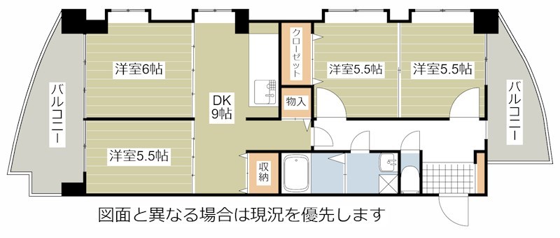 北九州市八幡東区西本町のマンションの間取り