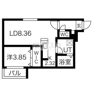 札幌市白石区南郷通のマンションの間取り