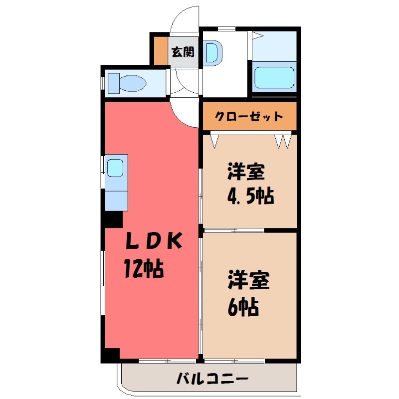 宇都宮市陽東のマンションの間取り