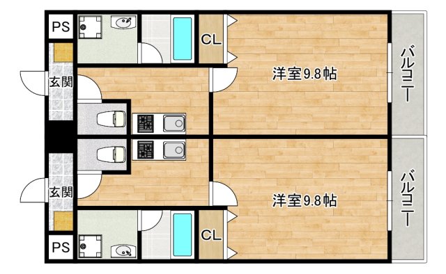 【堺市北区北長尾町のマンションの間取り】