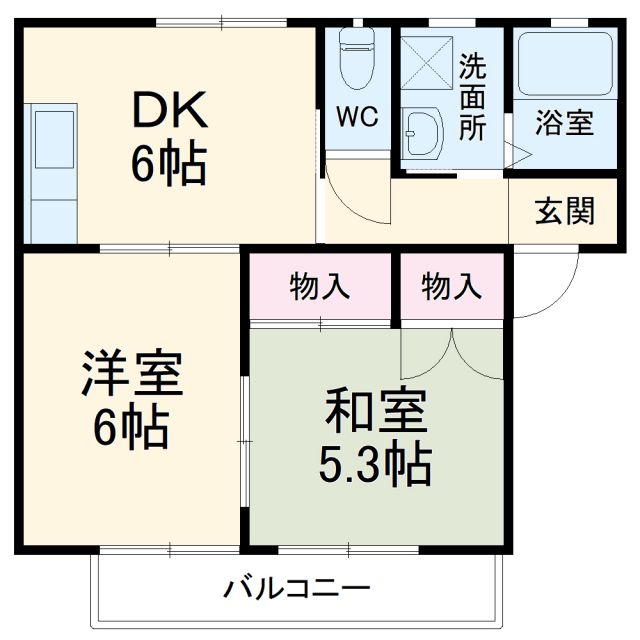 掛川市下垂木のアパートの間取り