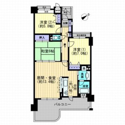 広島市西区田方のマンションの間取り