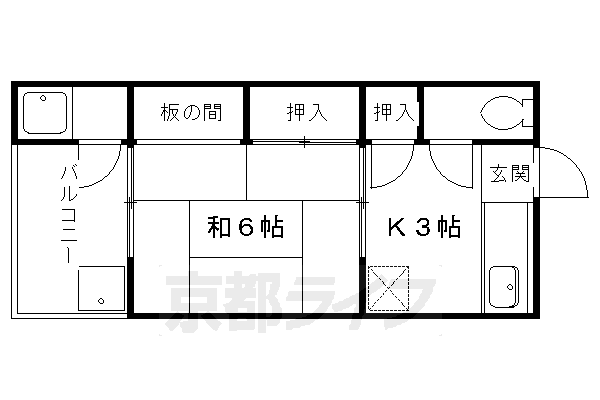 京都市左京区松ケ崎三反長町のアパートの間取り