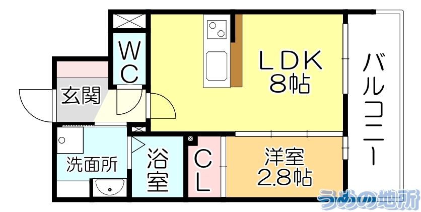 西鉄天神大牟田線 花畑駅 徒歩4分 14階建 築4年の間取り写真