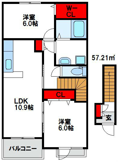 宗像市河東のアパートの間取り