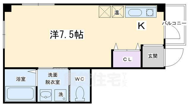 京都市下京区綾材木町のマンションの間取り