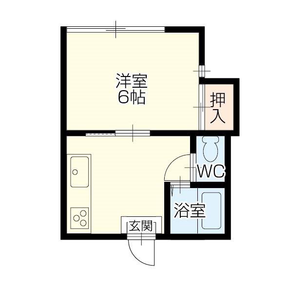 シャンブル三吉　102号室の間取り