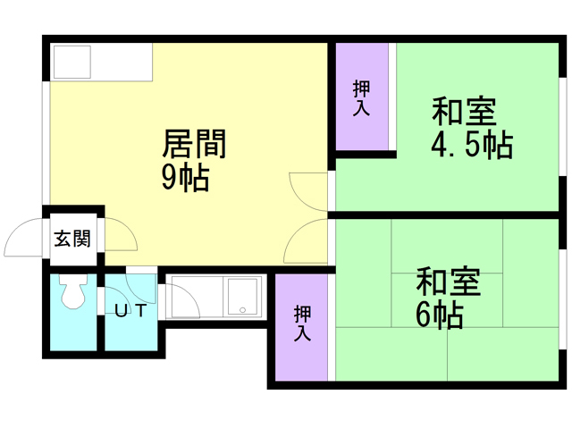 函館市中島町のアパートの間取り