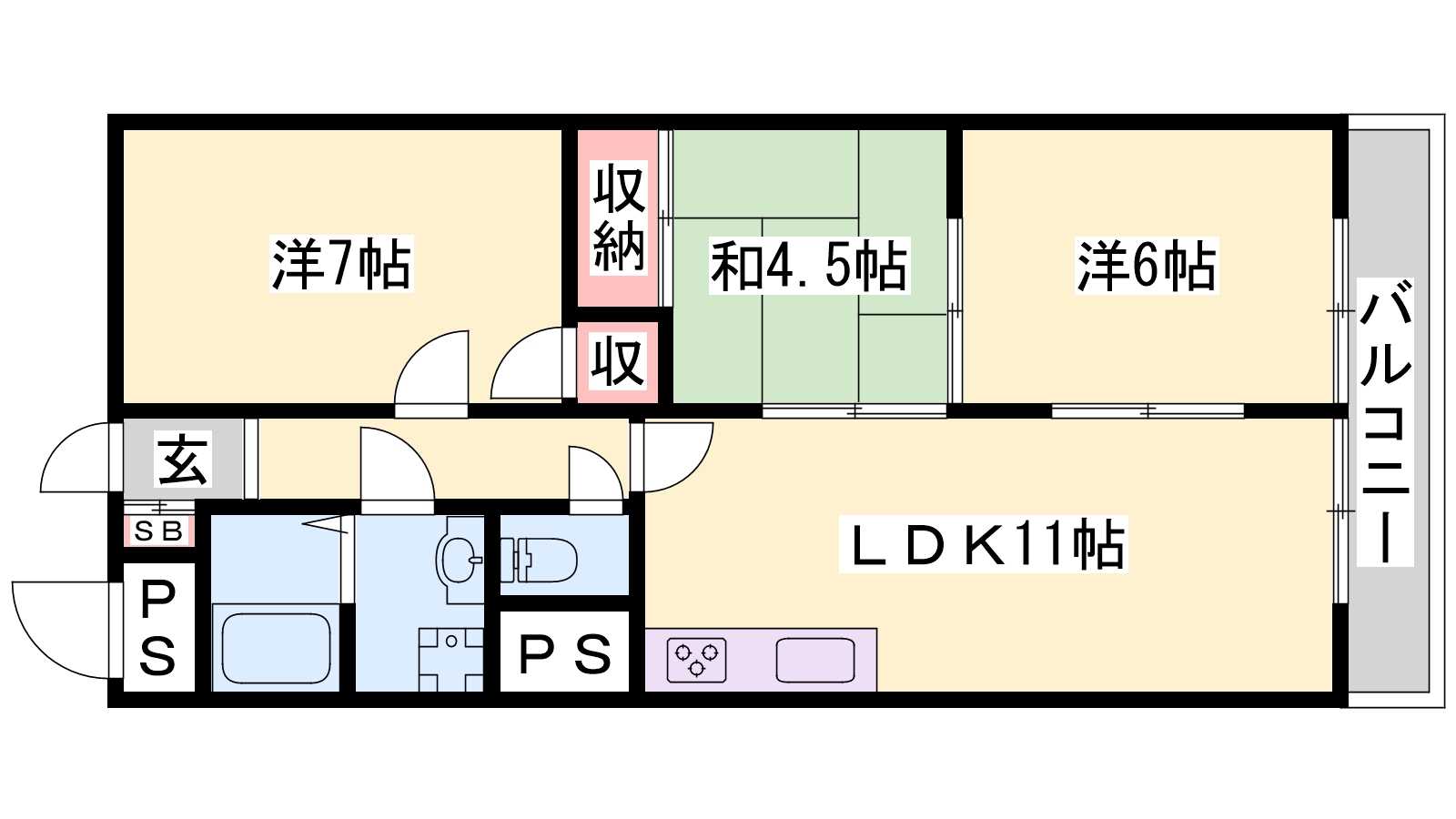 たつの市龍野町日山のマンションの間取り