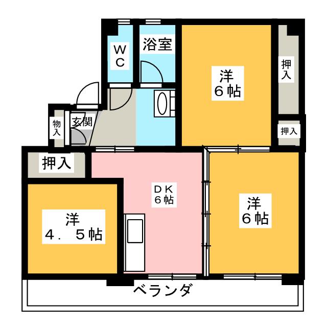 ビレッジハウス山岡　１号棟の間取り