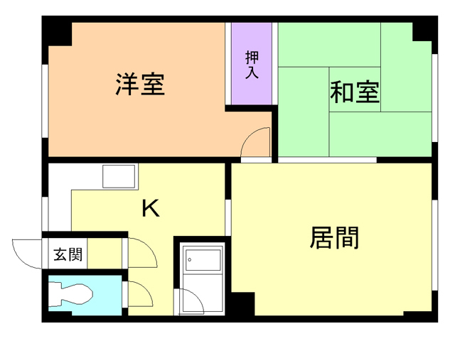 函館市松陰町のアパートの間取り