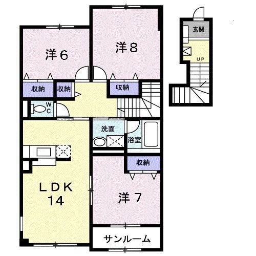 八戸市北白山台のアパートの間取り