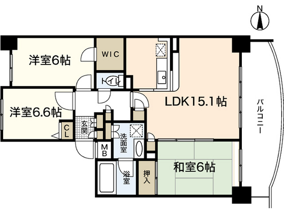 広島市安佐南区大塚西のマンションの間取り