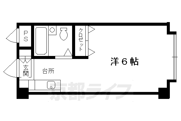 京都市左京区一乗寺樋ノ口町のマンションの間取り