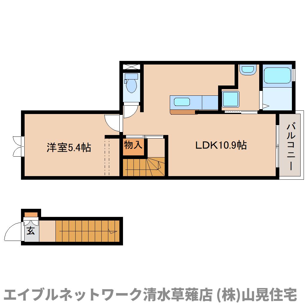 静岡市葵区瀬名川のアパートの間取り