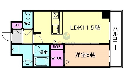 大阪市淀川区新北野のマンションの間取り