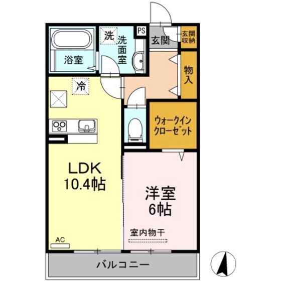 岡山市北区今村のアパートの間取り