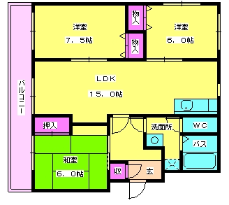 福岡市南区井尻のマンションの間取り