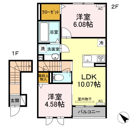 【豊川市御津町広石のアパートの間取り】