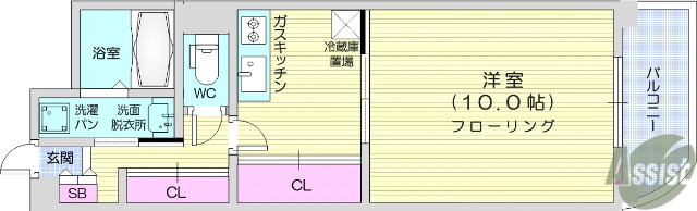 仙台市青葉区上杉のマンションの間取り