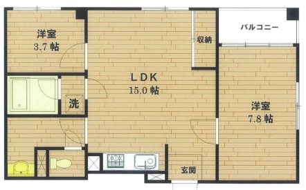 新宿区新宿のマンションの間取り