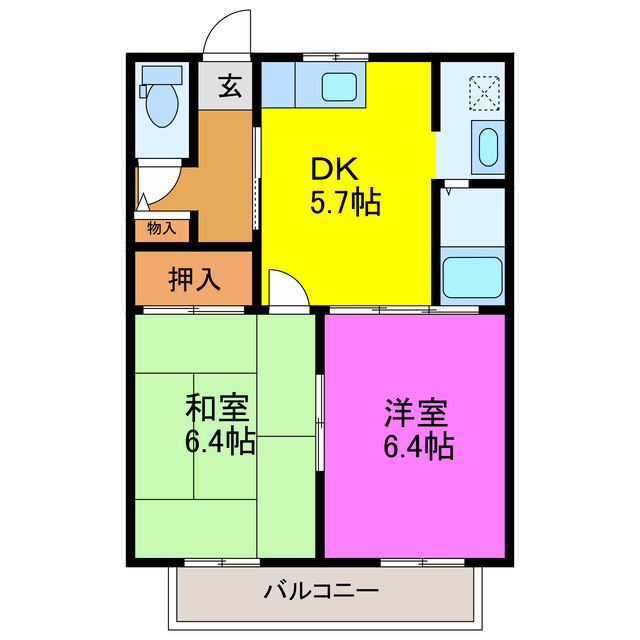 掛川市西大渕のアパートの間取り