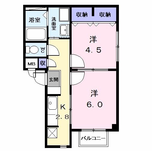 名古屋市中川区法華西町のアパートの間取り