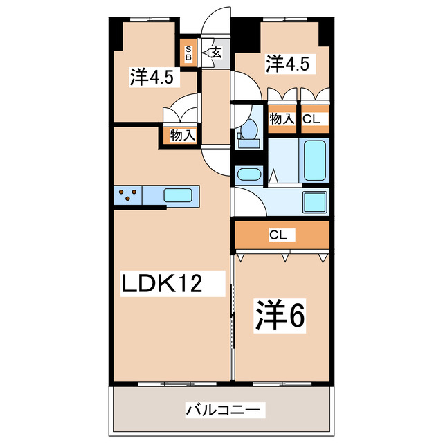 郡山市桑野のマンションの間取り