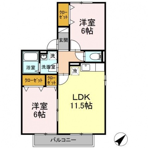 廿日市市大野中央のアパートの間取り