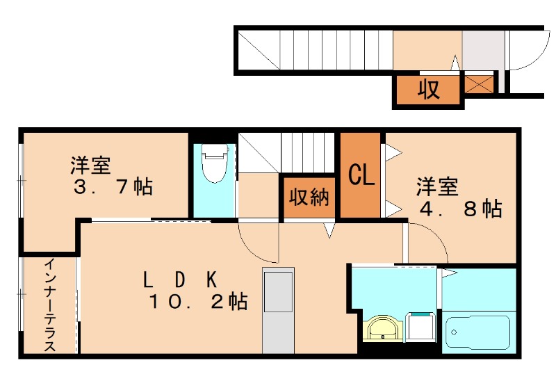 宗像市赤間のアパートの間取り