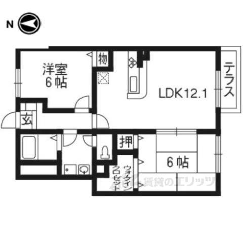 京田辺市大住大欠のアパートの間取り