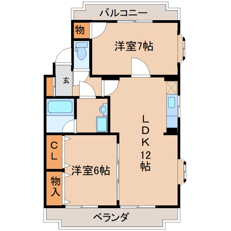 ねぎはらコーポ　Ａ棟の間取り