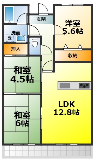 和泉市池田下町のマンションの間取り