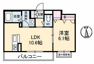 高松市東ハゼ町のマンションの間取り