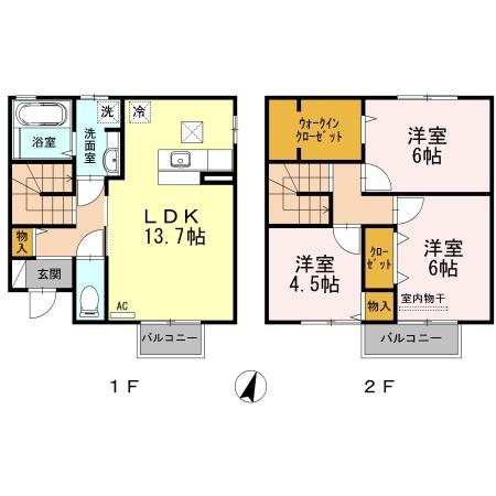 ＪＲ山陽本線 東福山駅 徒歩37分 2階建 築13年の間取り写真