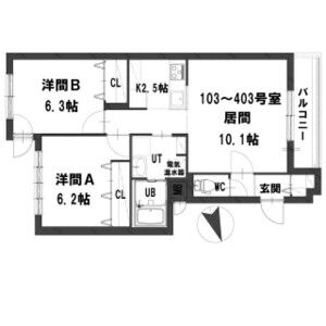 ＪＲ函館本線 白石駅 徒歩5分 4階建 築16年の間取り写真